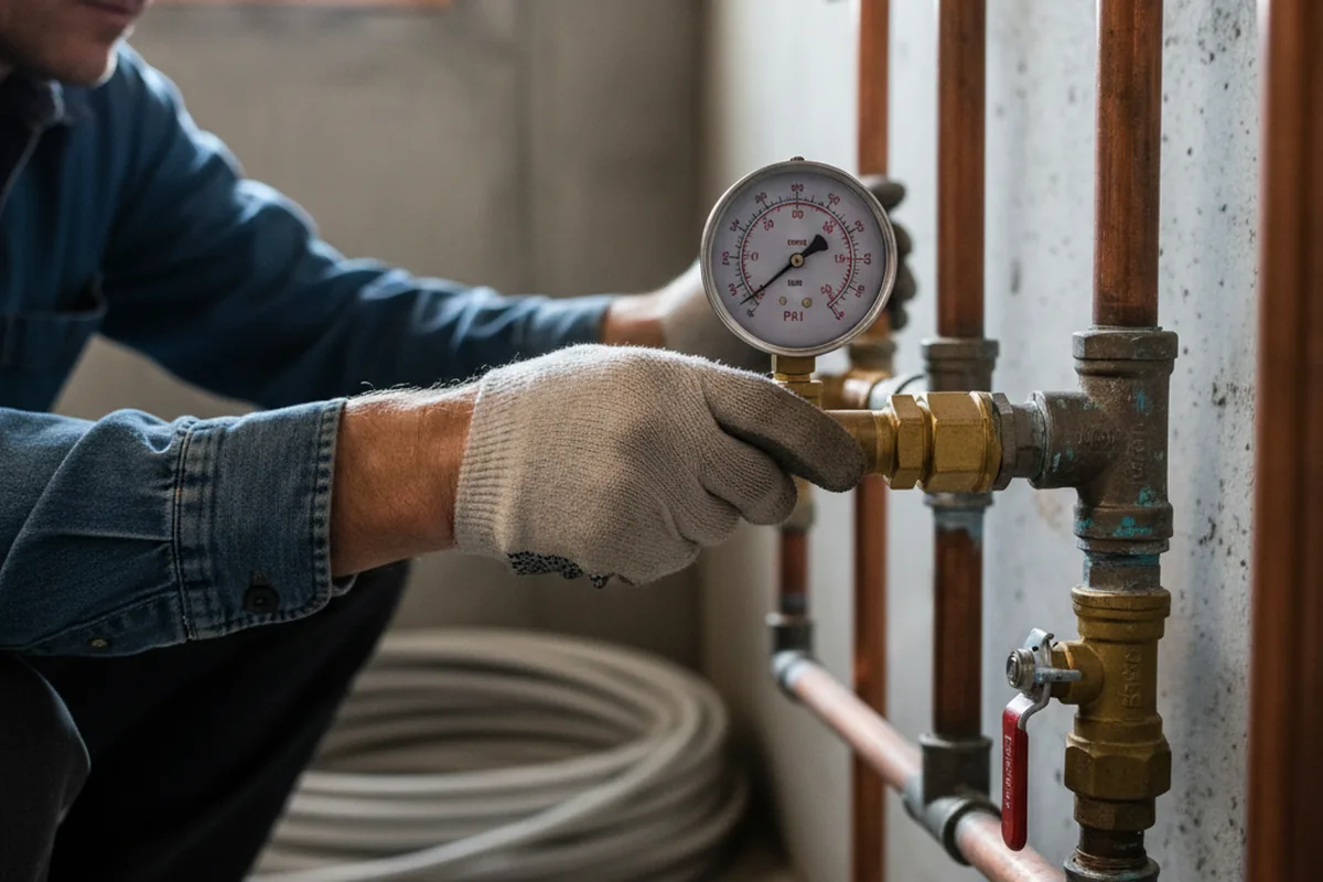 Pressure testing a repaired line during Water Line Repair in Lenoir